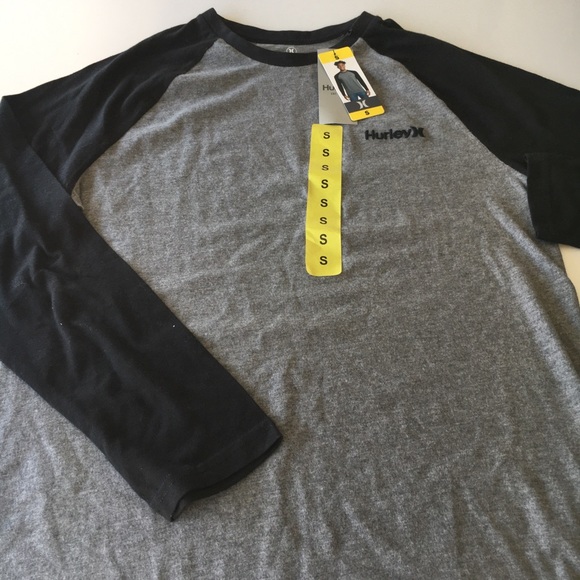Hurley Mens Long Sleeve Tee Shirt  Gray Black Size S Cotton Polyester New - Picture 6 of 8